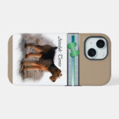 Schattigee moderne Airedale Terrier Hondenkunst iPhone 15 Case (Achterkant horizontaal)