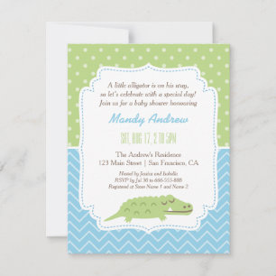 Schattigee moderne alligator Baby shower partij Kaart