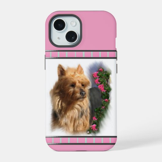 Schattigee Moderne Australische Terriër Hondenkuns iPhone 15 Case (Achterkant)