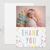 Schattigee moderne baby bedankkaart met foto kaart (Voorkant / Achterkant)
