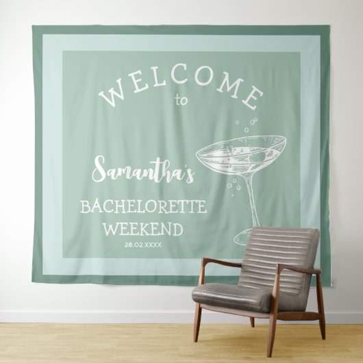 Schattigee Moderne Bachelorette Party blauwe cockt Wandkleed (In Situ (horizontaal))