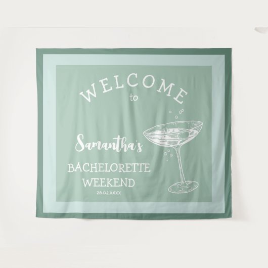 Schattigee Moderne Bachelorette Party blauwe cockt Wandkleed (Voorkant (horizontaal))