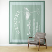 Schattigee Moderne Bachelorette Party blauwe cockt Wandkleed (In situ)