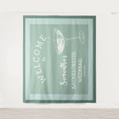 Schattigee Moderne Bachelorette Party blauwe cockt Wandkleed (Voorkant)