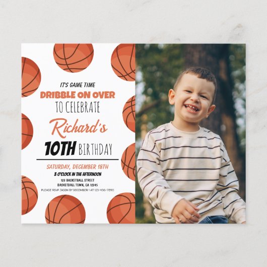 Schattigee moderne basketbal budget foto verjaarda (Voorkant)