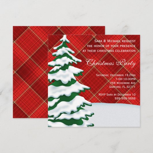 Schattigee moderne besneeuwde kerstboomfeestuitnod kaart (Voorkant / Achterkant)