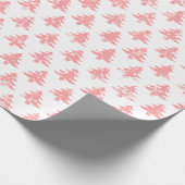 Schattigee moderne besneeuwde roze kerstbomen op w cadeaupapier (Hoek)