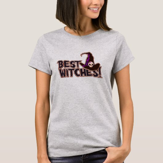 Schattigee moderne beste heksen Halloween Pun typo T-shirt (Voorkant)