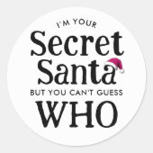 Schattigee moderne Black Whit Secret Santa Hat Wat Ronde Sticker (Voorkant)
