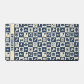 Schattigee moderne blauw geruite iconen Patroon Bo Bureaumat (Voorkant)