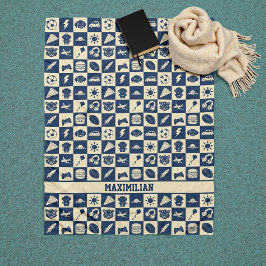 Schattigee moderne blauw geruite iconen Patroon Bo Fleece Deken