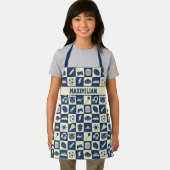 Schattigee moderne blauw geruite iconen Patroon Bo Schort (Insitu)