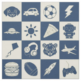 Schattigee moderne blauw geruite pictogrammen naad stof