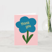 Schattigee moderne bloemen blauw en roze bedankkaart (Voorkant)