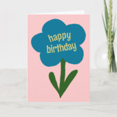 Schattigee moderne bloemen blauw en roze Happy Bir Kaart (Voorkant)
