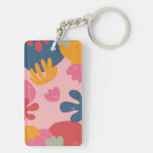 Schattigee moderne bloemenblad gepersonaliseerde n sleutelhanger (achterkant)