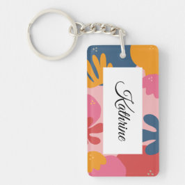 Schattigee moderne bloemenblad gepersonaliseerde n sleutelhanger