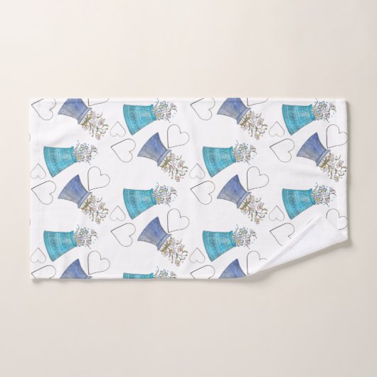 Schattigee moderne Blue Floral Waterverf Art Bad Handdoek (Handdoek)