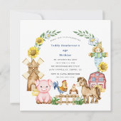 Schattigee moderne boerenerf kinderen verjaardag kaart (Voorkant)