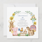 Schattigee moderne boerenerf kinderen verjaardag kaart (Voorkant)