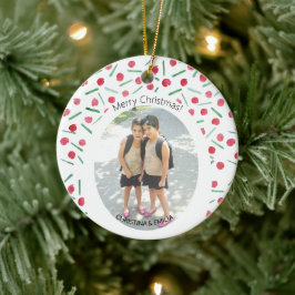 Schattigee Moderne Boho Candy Cane One Foto Keramisch Ornament
