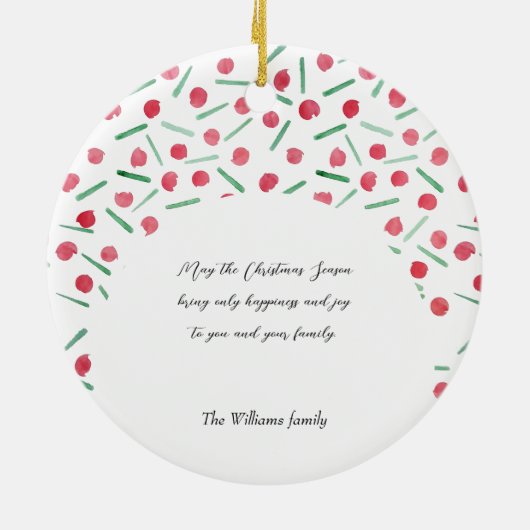 Schattigee Moderne Boho Candy Cane One Foto Keramisch Ornament (Achterkant)