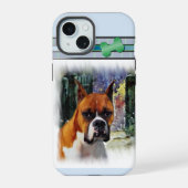 Schattigee moderne bokser hondenkunst iPhone 15 case (Achterkant)