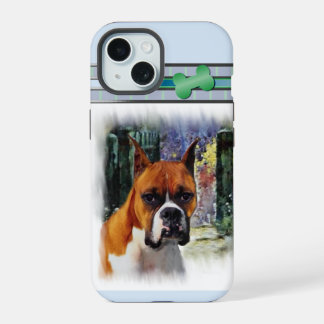 Schattigee moderne bokser hondenkunst iPhone 15 case