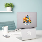 Schattigee moderne bouwwagen gepersonaliseerd sticker (Laptop op bureau)