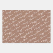 Schattigee moderne bruine sneeuwman kerstbomen inpakpapier vel (Voorkant)