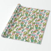 Schattigee moderne Cacti patroon Cadeaupapier (Uitgerold)