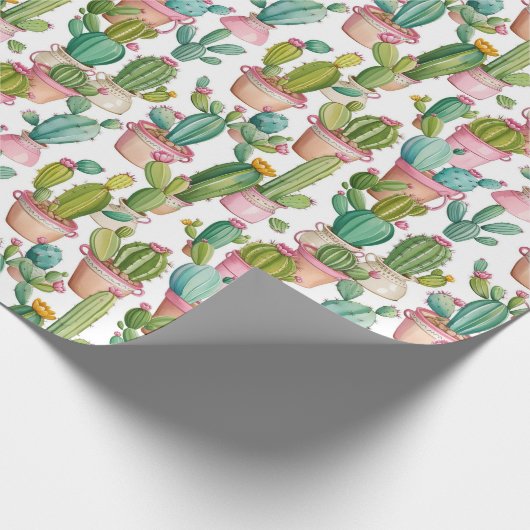 Schattigee moderne Cacti patroon Cadeaupapier (Hoek)