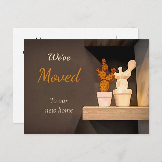 Schattigee moderne cactus We hebben verhuisd nieuw Briefkaart (Voorkant / Achterkant)