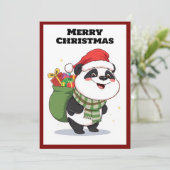 Schattigee Moderne Cartoon Humor Panda Vrolijk Ker Feestdagenkaart (Staand voorkant)