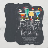 Schattigee moderne Chalkboard Holiday Cocktail Par Kaart (Voorkant / Achterkant)