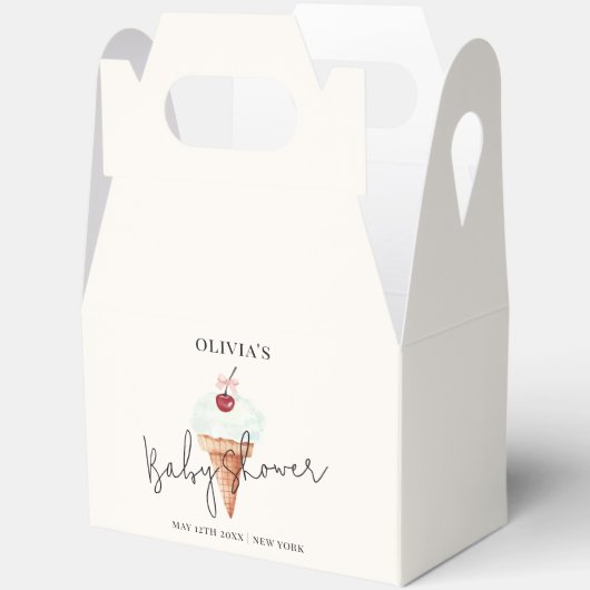 Schattigee moderne Cherry Scoop Ice Cream Baby sho Bedankdoosjes (Open)