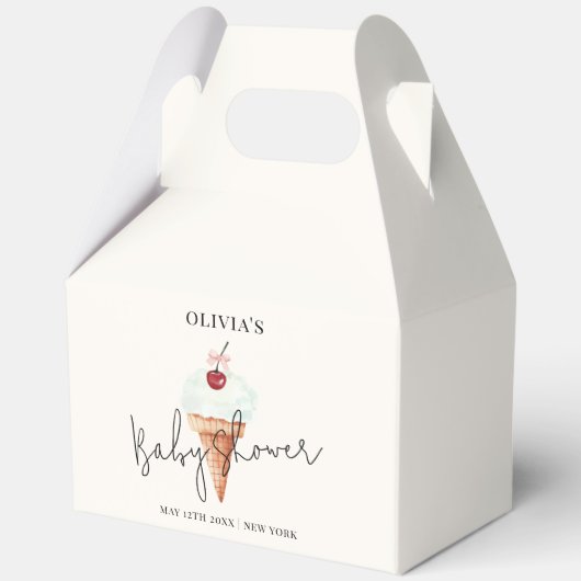 Schattigee moderne Cherry Scoop Ice Cream Baby sho Bedankdoosjes (Achterkant)