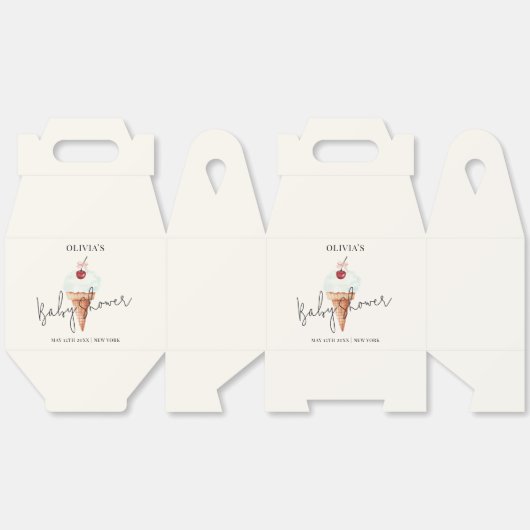 Schattigee moderne Cherry Scoop Ice Cream Baby sho Bedankdoosjes (Ongevouwen)