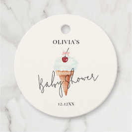 Schattigee moderne Cherry Scoop Ice Cream Baby sho Bedankjes Labels