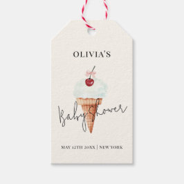 Schattigee moderne Cherry Scoop Ice Cream Baby sho Cadeaulabel
