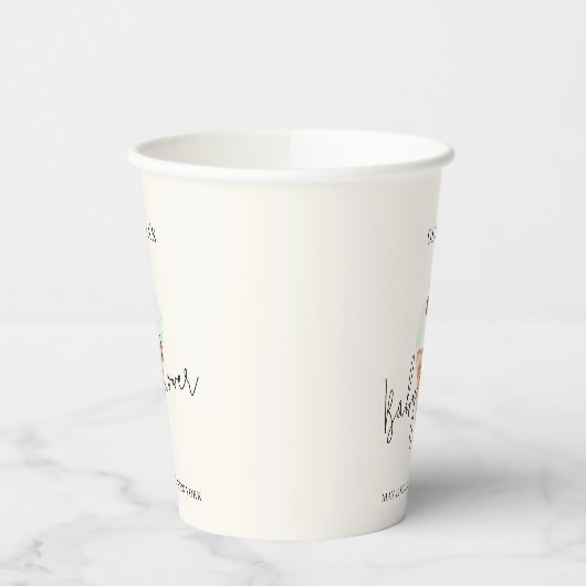 Schattigee moderne Cherry Scoop Ice Cream Baby sho Papieren Bekers (Links)