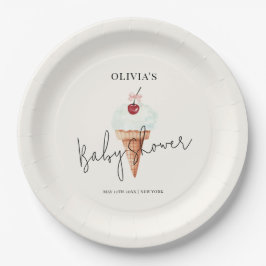 Schattigee moderne Cherry Scoop Ice Cream Baby sho Papieren Bordje