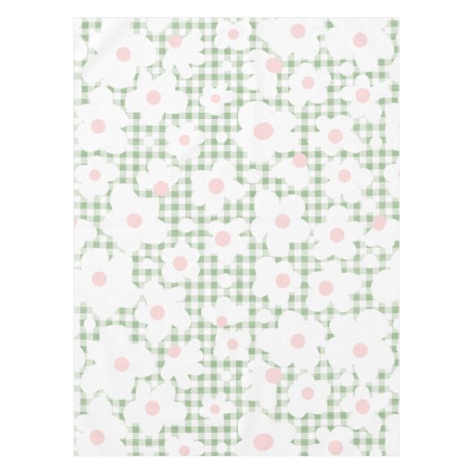 Schattigee moderne Daisy Pattern op Sage Gingham P Tafelkleed (Voorkant)