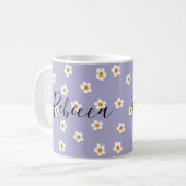 Schattigee moderne Daisy Pattern Paarse gepersonal Koffiemok (Voorkant links)