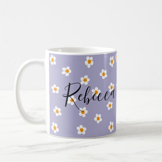 Schattigee moderne Daisy Pattern Paarse gepersonal Koffiemok (Links)