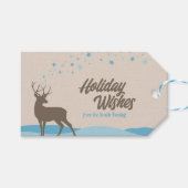 Schattigee moderne dierenherten winterscène Vakant Cadeaulabel (Voorkant (Horizontaal))