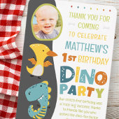 Schattigee Moderne Dinosaurus Kind Foto Verjaardag Bedankkaart