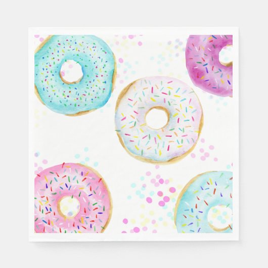 Schattigee moderne donut verjaardagsfeestje papier servet (Voorkant)