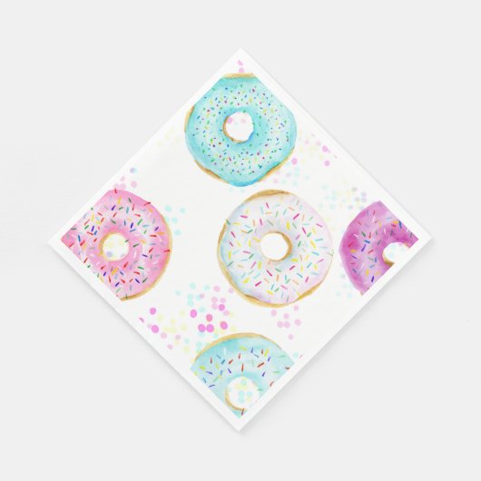 Schattigee moderne donut verjaardagsfeestje papier servet (Hoek)