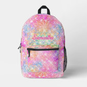 Schattigee moderne eenhoorn hot pink faux glitter  bedrukte rugzak (Voorkant)